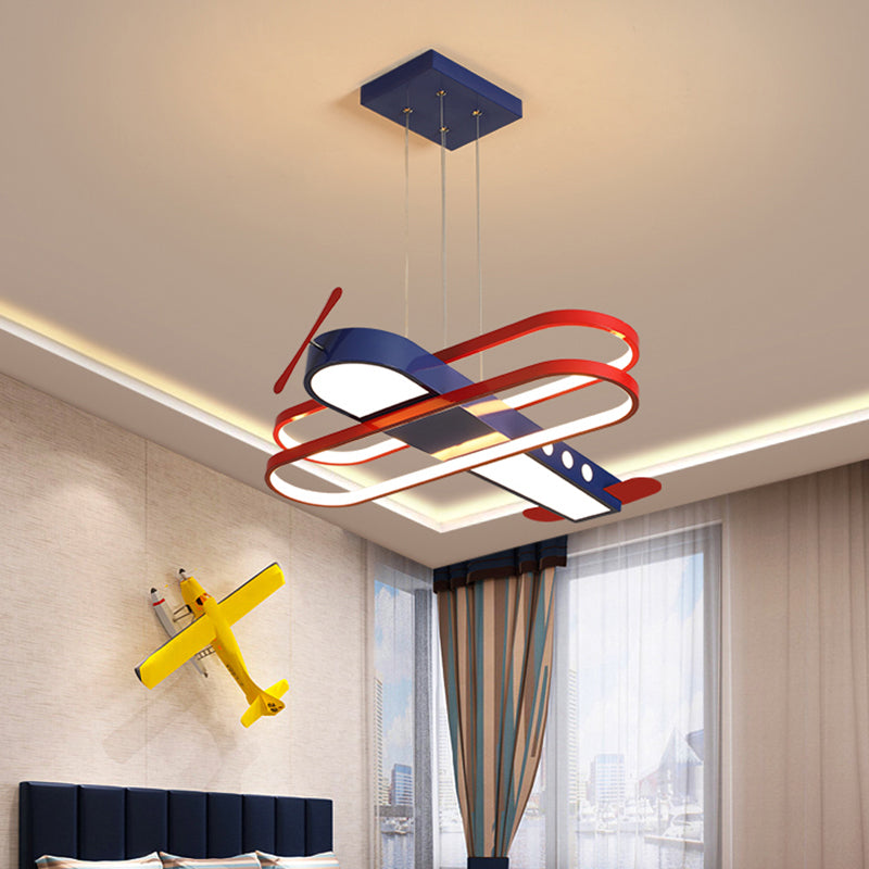 Biplane Childrens Room Ceiling Lamp Metallic Creative LED Semi Flush Mount Lighting Clearhalo 'Ceiling Lights' 'Close To Ceiling Lights' 'Close to ceiling' 'Semi-flushmount' Lighting' 2405313