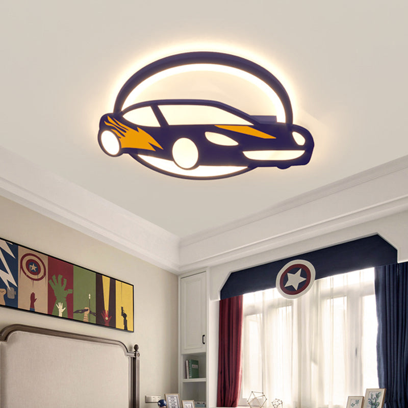 Sport Car Ceiling Light Creative Cartoon Acrylic Boys Bedroom Flush Mount Lighting in Blue Blue Clearhalo 'Ceiling Lights' 'Close To Ceiling Lights' 'Close to ceiling' 'Flush mount' Lighting' 2405338