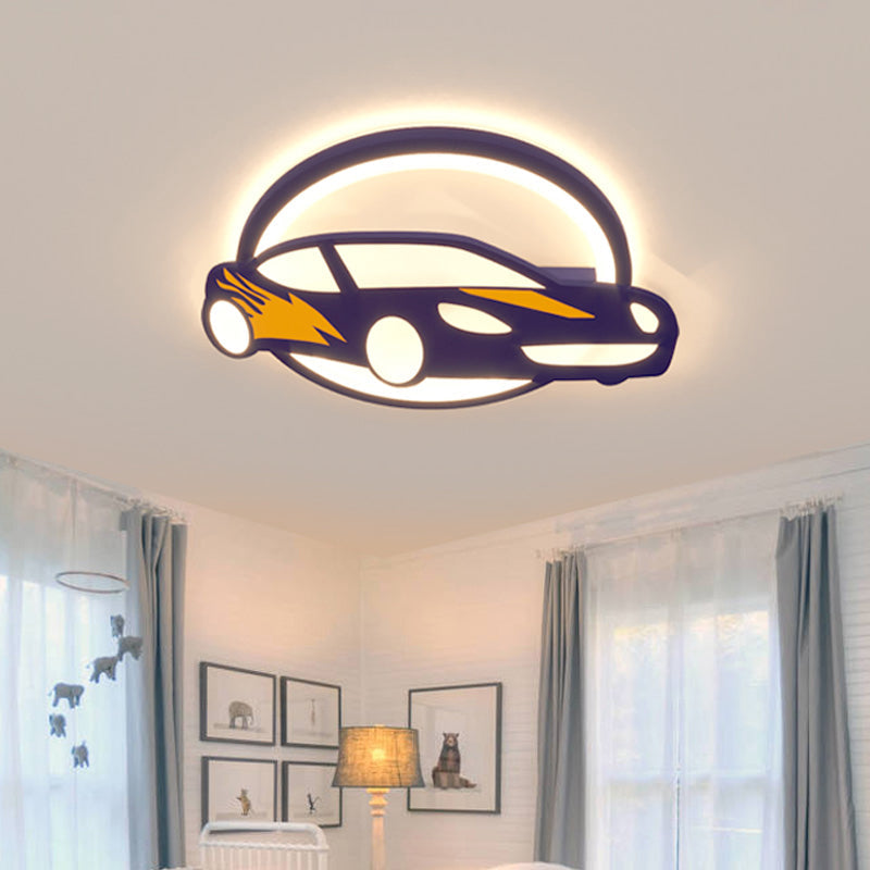 Sport Car Ceiling Light Creative Cartoon Acrylic Boys Bedroom Flush Mount Lighting in Blue Clearhalo 'Ceiling Lights' 'Close To Ceiling Lights' 'Close to ceiling' 'Flush mount' Lighting' 2405340