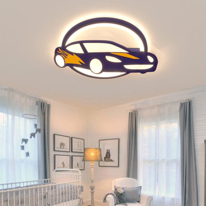 Sport Car Ceiling Light Creative Cartoon Acrylic Boys Bedroom Flush Mount Lighting in Blue Clearhalo 'Ceiling Lights' 'Close To Ceiling Lights' 'Close to ceiling' 'Flush mount' Lighting' 2405342