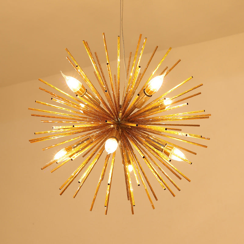 Minimalist Hedgehog Chandelier Metal Living Room Hanging Light Fixture with Carved Design Clearhalo 'Ceiling Lights' 'Chandeliers' 'Modern Chandeliers' 'Modern' Lighting' 2405702