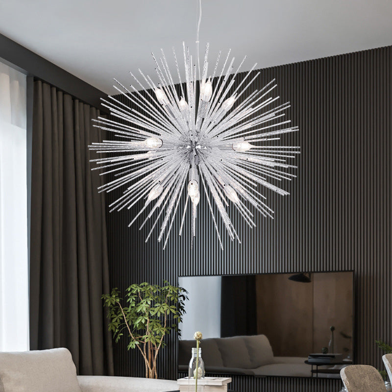 Minimalist Hedgehog Chandelier Metal Living Room Hanging Light Fixture with Carved Design Clearhalo 'Ceiling Lights' 'Chandeliers' 'Modern Chandeliers' 'Modern' Lighting' 2405704