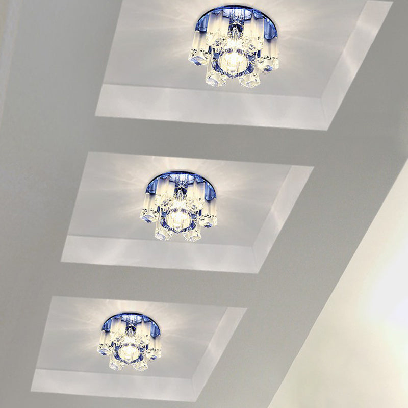 Modernism Floral Ceiling Flush Light Crystal Block LED Hallway Flush-Mount Light Fixture Clearhalo 'Ceiling Lights' 'Close To Ceiling Lights' 'Close to ceiling' 'Flush mount' Lighting' 2405979