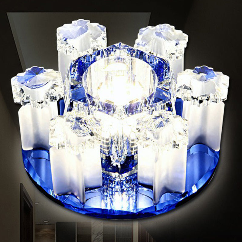 Modernism Floral Ceiling Flush Light Crystal Block LED Hallway Flush-Mount Light Fixture Clearhalo 'Ceiling Lights' 'Close To Ceiling Lights' 'Close to ceiling' 'Flush mount' Lighting' 2405980