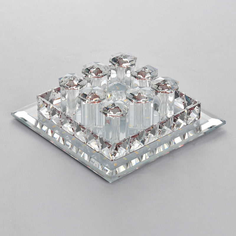 Square Flush Ceiling Light Fixture Modern Optic Prismatic Crystal Aisle LED Flush Mount Clearhalo 'Ceiling Lights' 'Close To Ceiling Lights' 'Close to ceiling' 'Flush mount' Lighting' 2405987