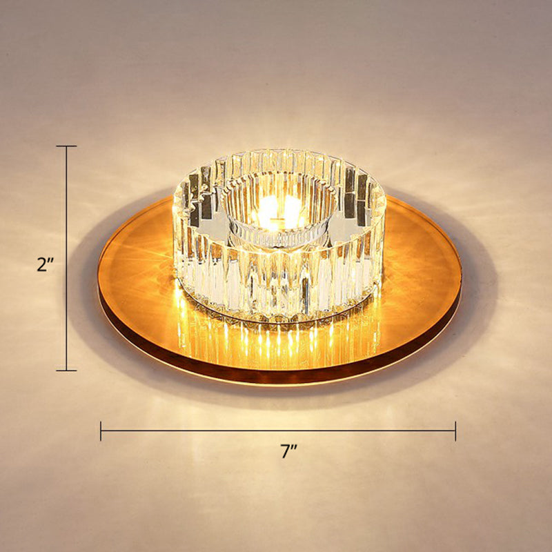 Contemporary Round Ceiling Flush Mount Crystal Corridor LED Flush Mount Lighting Gold Warm Clearhalo 'Ceiling Lights' 'Close To Ceiling Lights' 'Close to ceiling' 'Flush mount' Lighting' 2405995