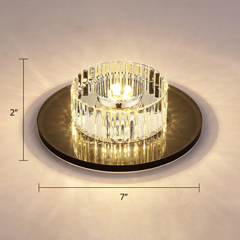 Contemporary Round Ceiling Flush Mount Crystal Corridor LED Flush Mount Lighting Black Warm Clearhalo 'Ceiling Lights' 'Close To Ceiling Lights' 'Close to ceiling' 'Flush mount' Lighting' 2406000