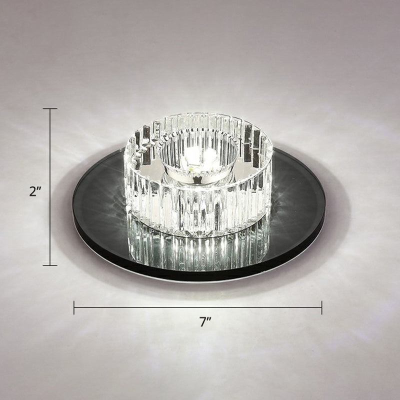 Contemporary Round Ceiling Flush Mount Crystal Corridor LED Flush Mount Lighting Black White Clearhalo 'Ceiling Lights' 'Close To Ceiling Lights' 'Close to ceiling' 'Flush mount' Lighting' 2406004