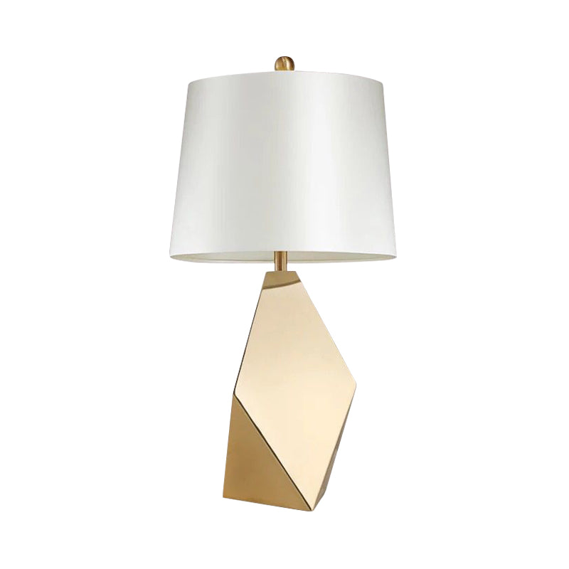 Traditional Tapered Task Lighting Metal 1 Bulb Desk Lamp in Gold with White Fabric Shade Clearhalo 'Lamps' 'Table Lamps' Lighting' 240602