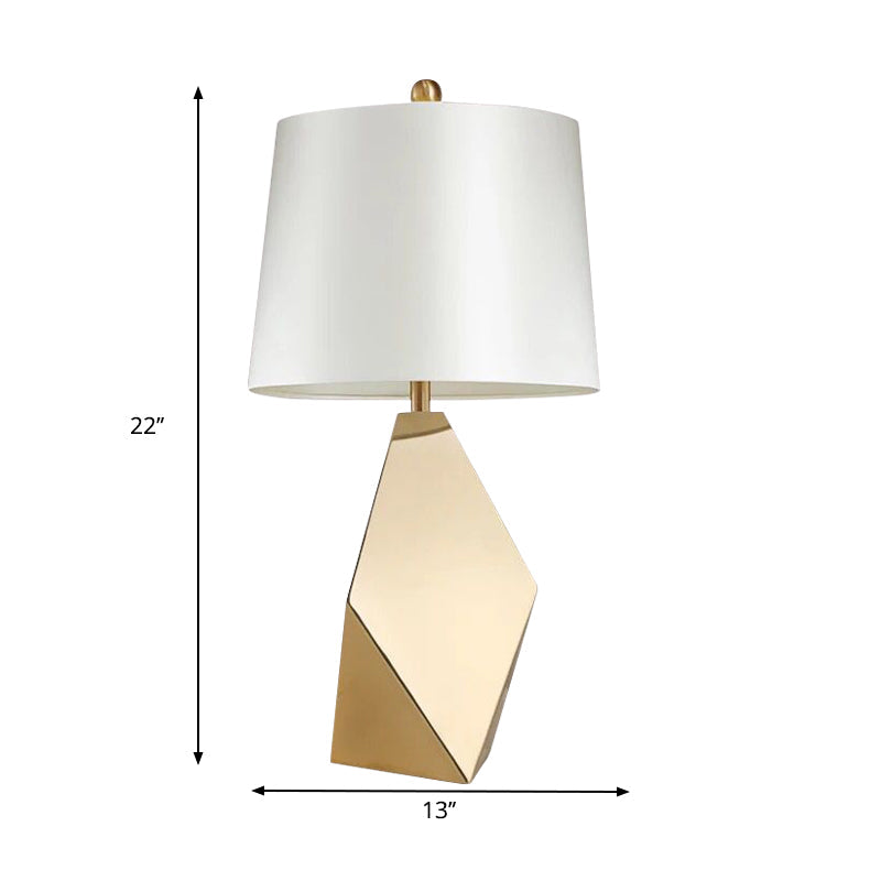 Traditional Tapered Task Lighting Metal 1 Bulb Desk Lamp in Gold with White Fabric Shade Clearhalo 'Lamps' 'Table Lamps' Lighting' 240603