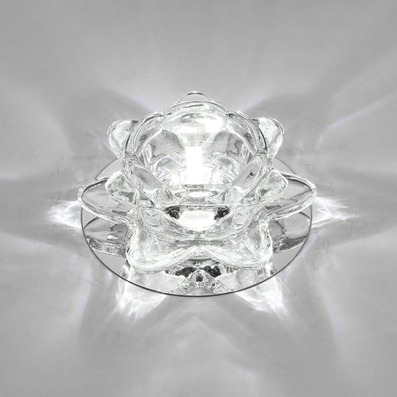 Crystal Lotus Shaped Ceiling Lighting Modern Clear LED Flushmount Light for Living Room Clear White Clearhalo 'Ceiling Lights' 'Close To Ceiling Lights' 'Close to ceiling' 'Flush mount' Lighting' 2406035