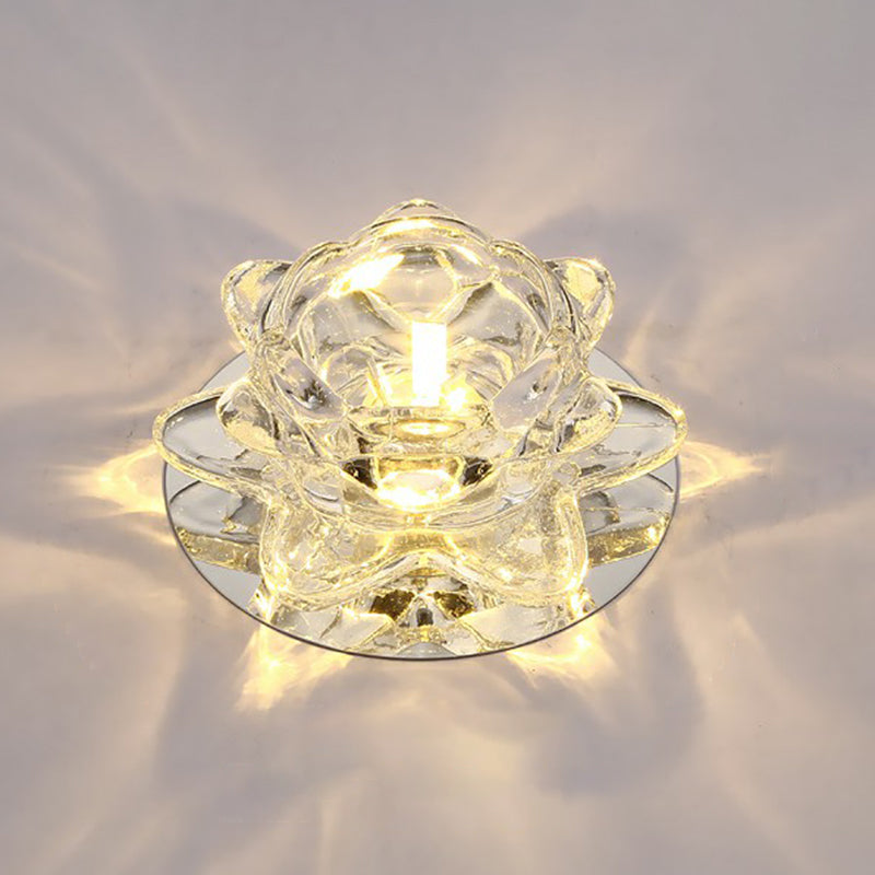 Crystal Lotus Shaped Ceiling Lighting Modern Clear LED Flushmount Light for Living Room Clear Warm Clearhalo 'Ceiling Lights' 'Close To Ceiling Lights' 'Close to ceiling' 'Flush mount' Lighting' 2406038