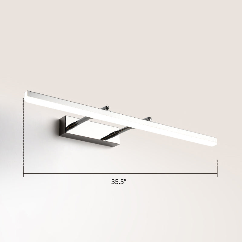 Pivoting Bar LED Wall Mount Lamp Simplicity Acrylic Bedroom Vanity Light Fixture Chrome 35.5