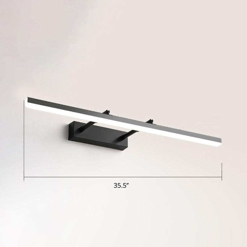 Pivoting Bar LED Wall Mount Lamp Simplicity Acrylic Bedroom Vanity Light Fixture Black 35.5