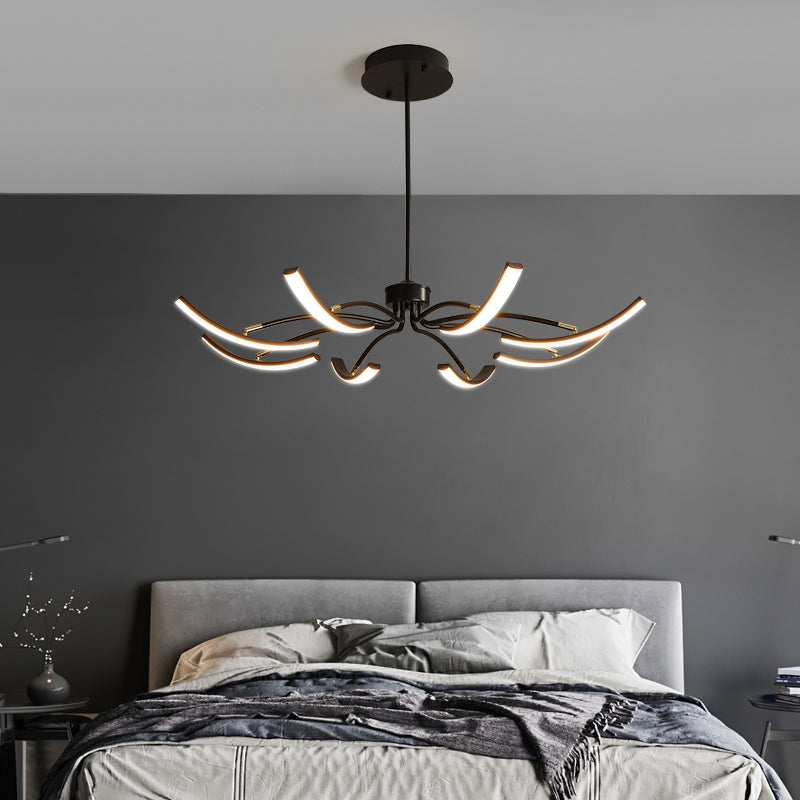 White Floral Chandelier Light Minimalistic Metal LED Ceiling Suspension Lamp for Living Room Clearhalo 'Ceiling Lights' 'Chandeliers' 'Modern Chandeliers' 'Modern' Lighting' 2406295