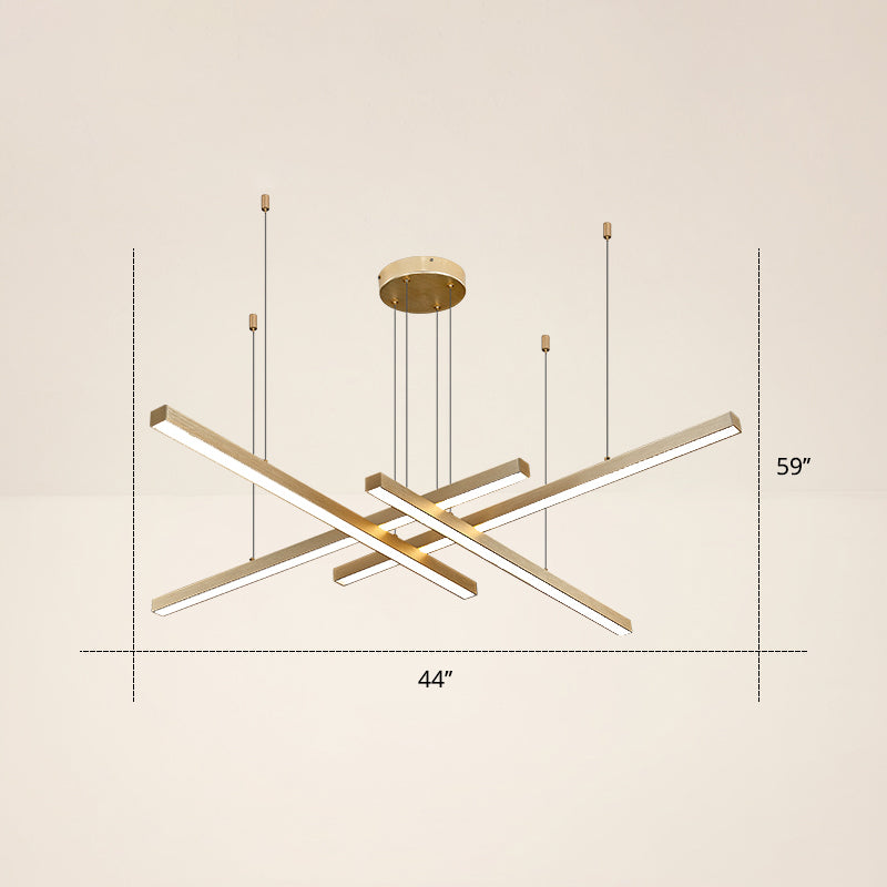 Adjustable Line Art Pendant Lamp Minimalist Metal Bedroom LED Ceiling Chandelier 4 Gold White Clearhalo 'Ceiling Lights' 'Chandeliers' 'Modern Chandeliers' 'Modern' Lighting' 2406339