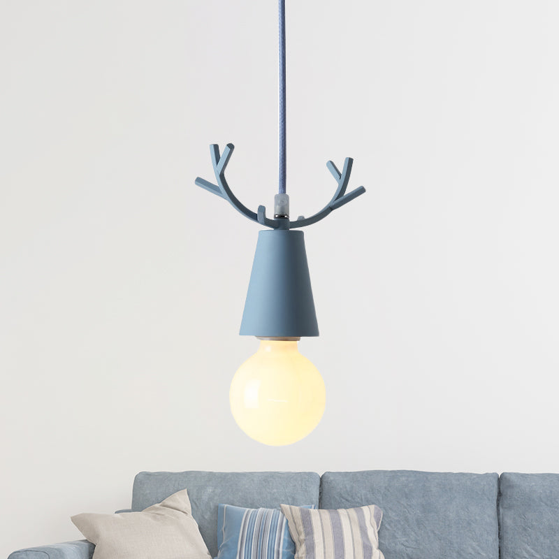 Pendant Light for Bedroom, Adjustable Ball Ceiling Fixture with Antler Decoration for Kids Nordic Style Clearhalo 'Ceiling Lights' 'Pendant Lights' 'Pendants' Lighting' 240689