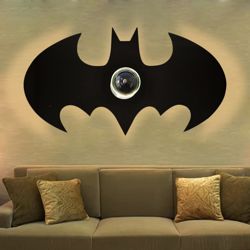 Metal Small Bat Wall Light 1 Head Modern Creative Sconce Light in Black for Boys Bedroom Clearhalo 'Wall Lamps & Sconces' 'Wall Lights' Lighting' 240794