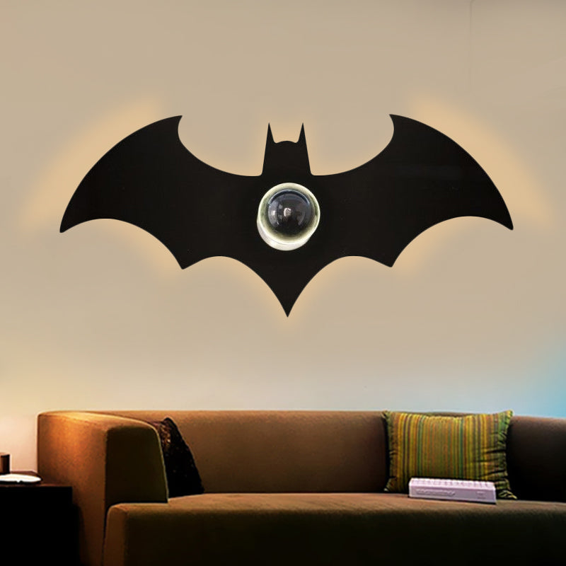 Metal Small Bat Wall Light 1 Head Modern Creative Sconce Light in Black for Boys Bedroom Clearhalo 'Wall Lamps & Sconces' 'Wall Lights' Lighting' 240797