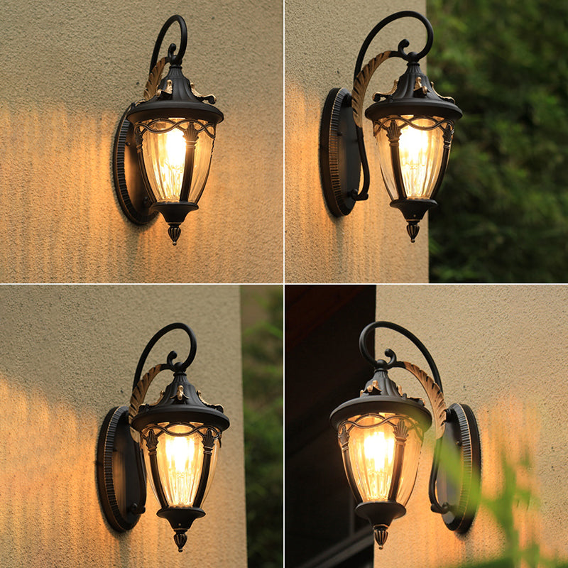 Teardrop Shaped Patio Wall Light Retro Clear Glass 1 Head Wall Mount Lighting Fixture Clearhalo 'Wall Lamps & Sconces' 'Wall Lights' Lighting' 2408394