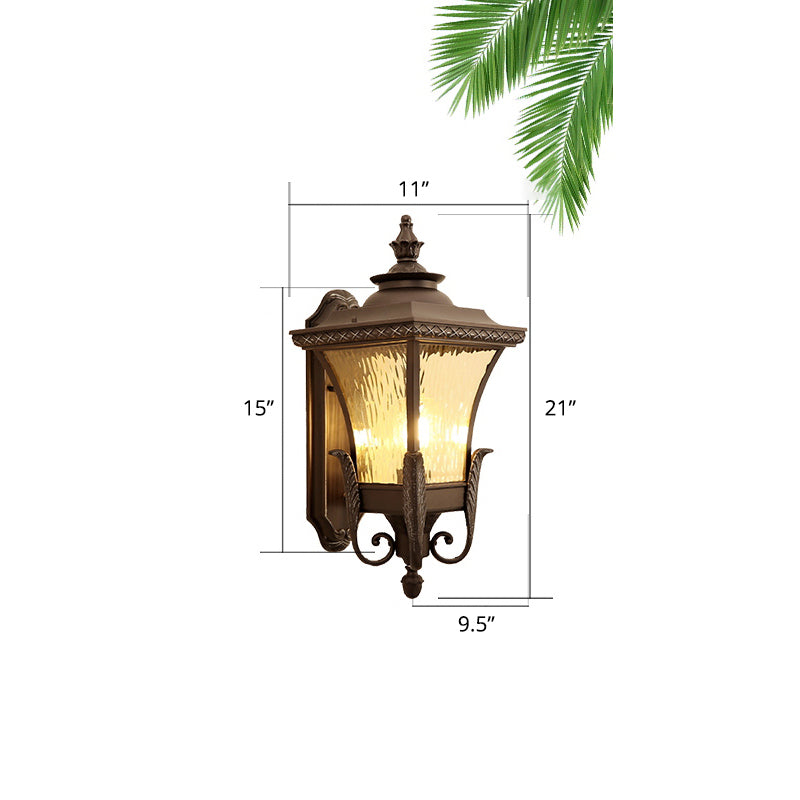 Dark Coffee Single Wall Sconce Light Rustic Rippled Glass Flared Wall Light for Outdoor Dark Coffee 11