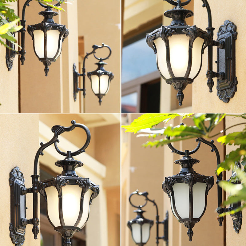 Opaline Glass Bell Wall Mount Lighting Retro Style 1-Bulb Patio Wall Sconce Light Fixture Clearhalo 'Wall Lamps & Sconces' 'Wall Lights' Lighting' 2408518