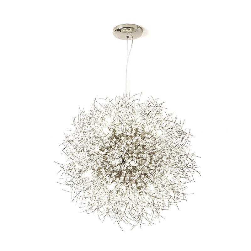 Contemporary Dandelion Hanging Light Metal Silver Finish Pendant Light for Cafe Restaurant Clearhalo 'Ceiling Lights' 'Pendant Lights' 'Pendants' Lighting' 240860