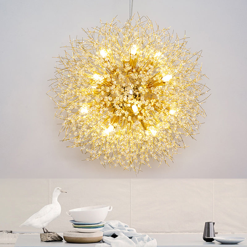 Contemporary Dandelion Hanging Light Metal Silver Finish Pendant Light for Cafe Restaurant Clearhalo 'Ceiling Lights' 'Pendant Lights' 'Pendants' Lighting' 240861