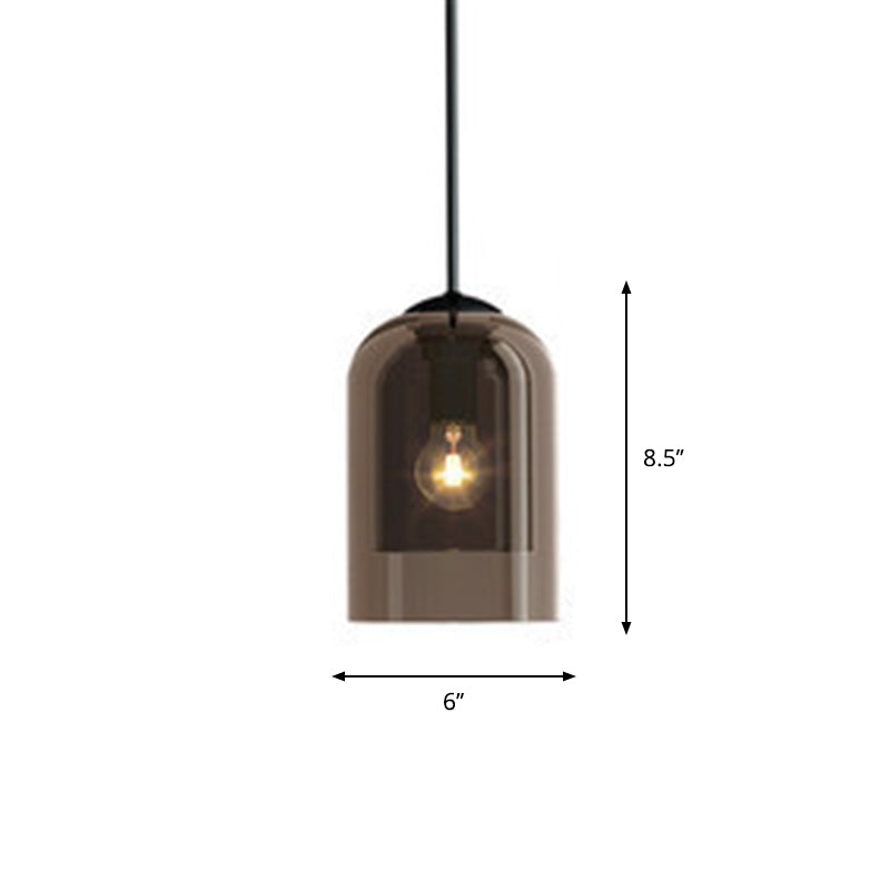 Dual Dome Bedside Pendulum Light Glass 1 Bulb Nordic Style Pendant Light Fixture Clearhalo 'Ceiling Lights' 'Glass shade' 'Glass' 'Modern Pendants' 'Modern' 'Pendant Lights' 'Pendants' Lighting' 2408787