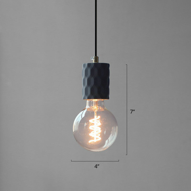 Bare Bulb Hanging Light Fixture Simple Cement 1-Light Black Pendulum Light for Restaurant Black 4