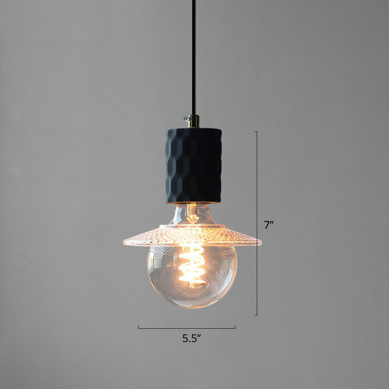 Bare Bulb Hanging Light Fixture Simple Cement 1-Light Black Pendulum Light for Restaurant Black 5.5