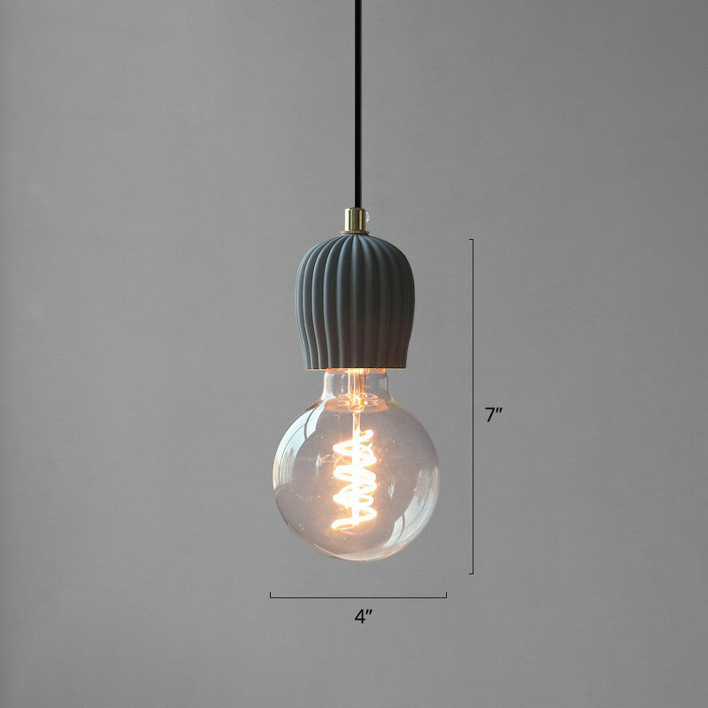 Bare Bulb Hanging Light Fixture Simple Cement 1-Light Black Pendulum Light for Restaurant Black 4