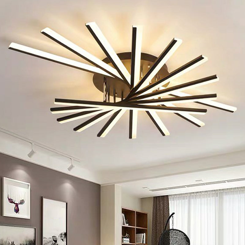 Acrylic Radial Semi Flush Ceiling Light Modernism LED Flush Mount Light for Living Room Clearhalo 'Ceiling Lights' 'Close To Ceiling Lights' 'Close to ceiling' 'Flush mount' Lighting' 2408963