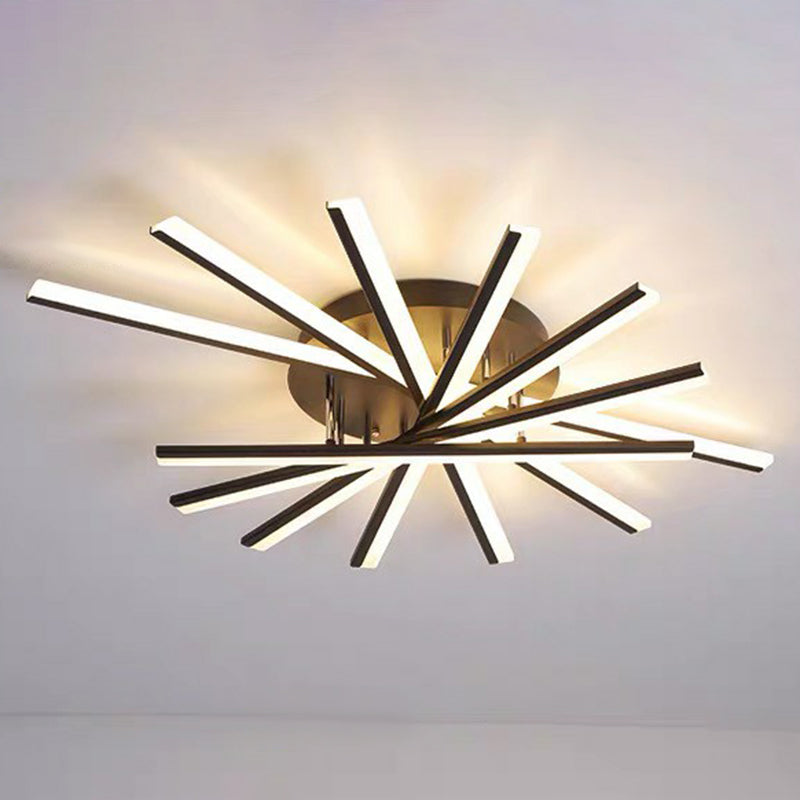 Acrylic Radial Semi Flush Ceiling Light Modernism LED Flush Mount Light for Living Room 7 Black Clearhalo 'Ceiling Lights' 'Close To Ceiling Lights' 'Close to ceiling' 'Flush mount' Lighting' 2408968