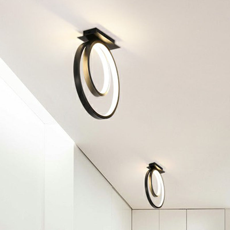 Halo Ring Corridor Ceiling Light Metal Minimalistic LED Flush Mounted Lamp in Black Black Third Gear Clearhalo 'Ceiling Lights' 'Close To Ceiling Lights' 'Close to ceiling' 'Flush mount' Lighting' 2408973