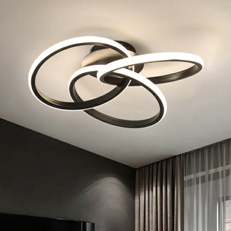 Interlocking Rings Flushmount Lighting Simplicity Acrylic Bedroom LED Ceiling Mounted Light Black Clearhalo 'Ceiling Lights' 'Close To Ceiling Lights' 'Close to ceiling' 'Flush mount' Lighting' 2408987