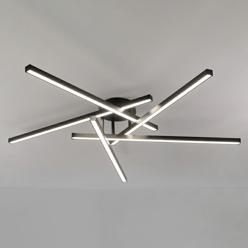 Burst LED Ceiling Light Fixture Minimalism Metal Living Room Semi Flush Mount Light 5 Black Clearhalo 'Ceiling Lights' 'Close To Ceiling Lights' 'Close to ceiling' 'Semi-flushmount' Lighting' 2409000