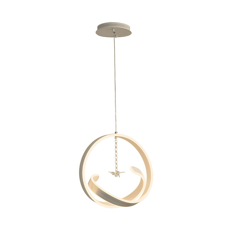 Art Deco Loop Shaped Pendant Lighting Fixture Metallic Dining Room LED Chandelier Clearhalo 'Ceiling Lights' 'Chandeliers' 'Modern Chandeliers' 'Modern' Lighting' 2409029