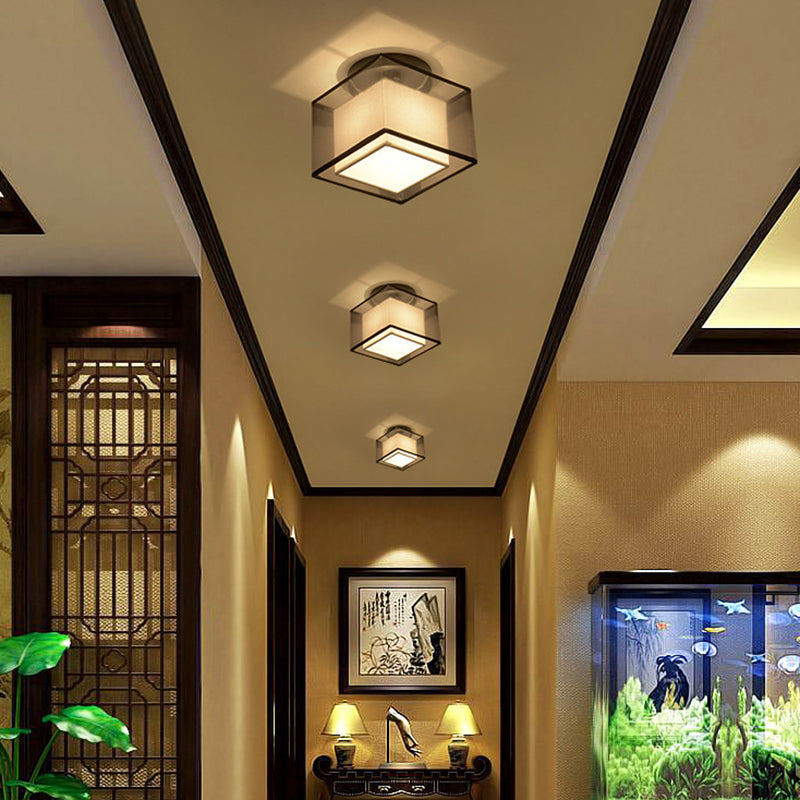 Dual-Shaded Corridor Ceiling Light Fabric 1 Light Modern Semi Flush Mount Lighting Clearhalo 'Ceiling Lights' 'Close To Ceiling Lights' 'Close to ceiling' 'Semi-flushmount' Lighting' 2409277