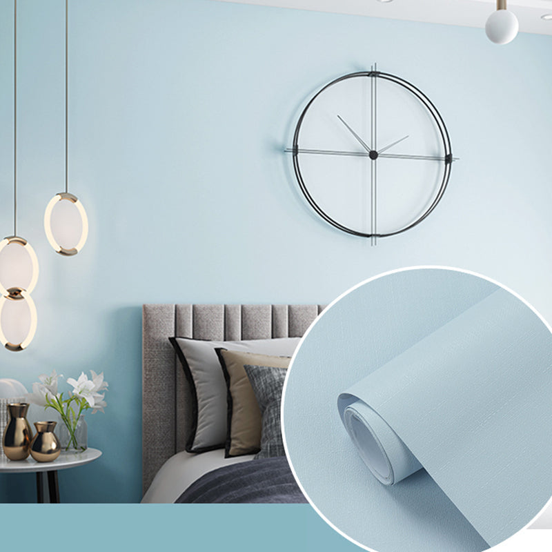 Self-Adhesive Solid Color Wallpaper Roll Minimalist PVC Wall Covering, 19.4-sq ft Blue Wallpaper Roll Clearhalo 'Modern wall decor' 'Modern' 'Wallpaper' Wall Decor' 2411754