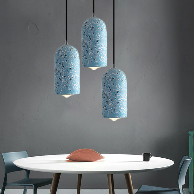 Designer Cylinder Pendant Light Fixture Cement 1 Light Dining Room Hanging Lamp in White/Red/Blue Blue Clearhalo 'Ceiling Lights' 'Modern Pendants' 'Modern' 'Pendant Lights' 'Pendants' Lighting' 241181