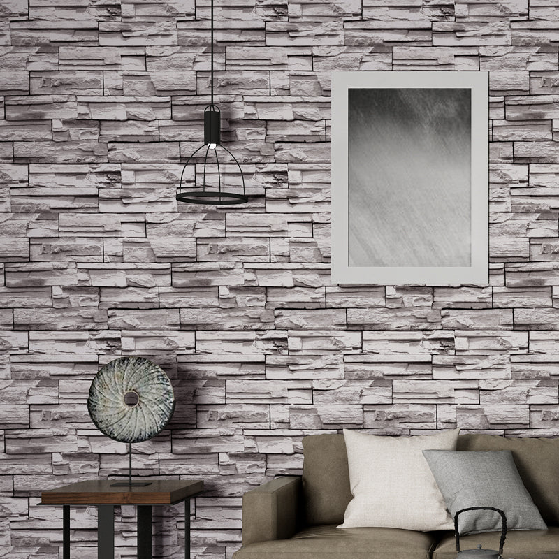 Multicolor Vinyl Wallpaper Roll Brick Pattern Moisture Resistant Wall Art, 57.1 sq-ft Silver Gray Wallpaper Roll Clearhalo 'Industrial wall decor' 'Industrial' 'Wallpaper' Wall Decor' 2412693