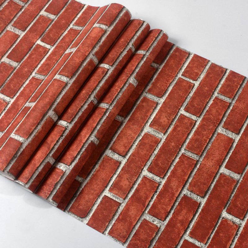 Brick Effect Wallpaper Roll Dark Color Industrial Style Wall Covering for Accent Wall Brick Red Clearhalo 'Industrial wall decor' 'Industrial' 'Wallpaper' Wall Decor' 2412845