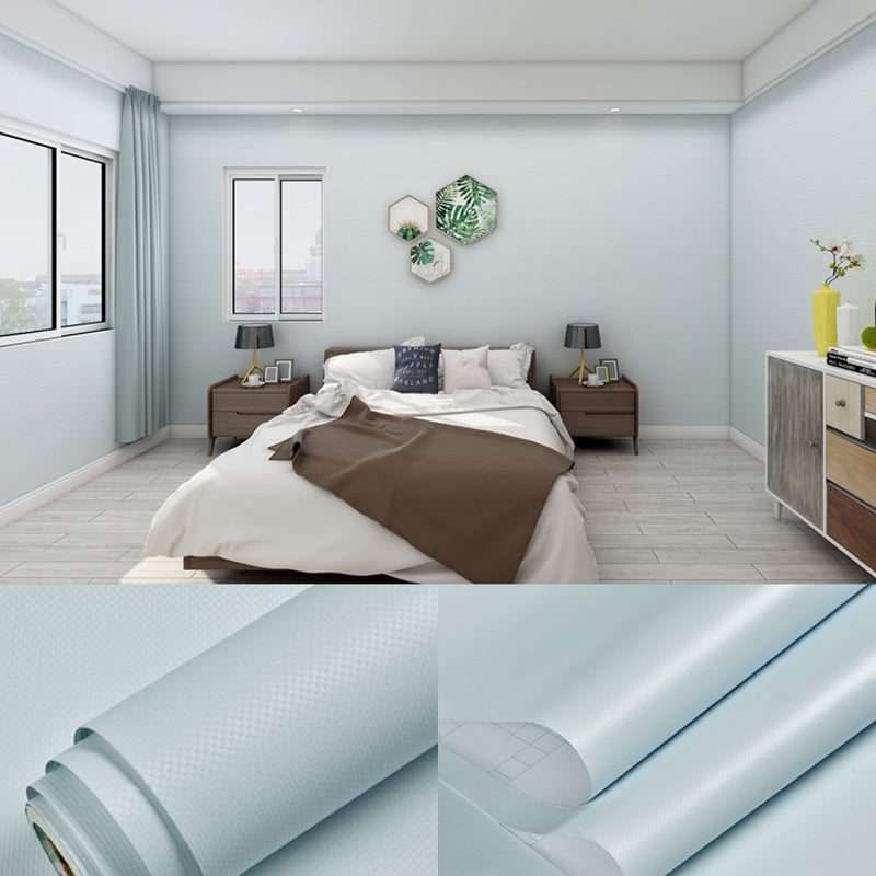 Stick Wallpaper Roll Pastel Color Vinyl Textured Solid Color Nordic Style Wall Art White-Blue Wallpaper Roll Clearhalo 'Modern wall decor' 'Modern' 'Wallpaper' Wall Decor' 2413129