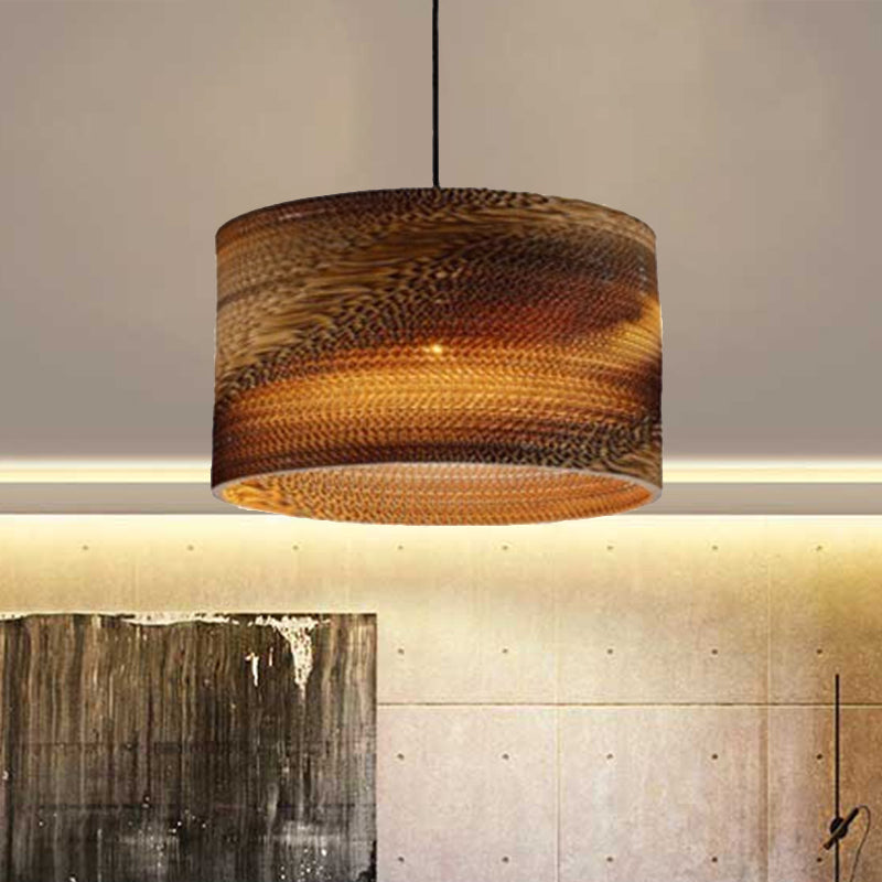 Asian Drum Shade Ceiling Drop Light Paper 1 Light Hanging Lamp for Restaurant Dining Room Clearhalo 'Ceiling Lights' 'Pendant Lights' 'Pendants' Lighting' 241332