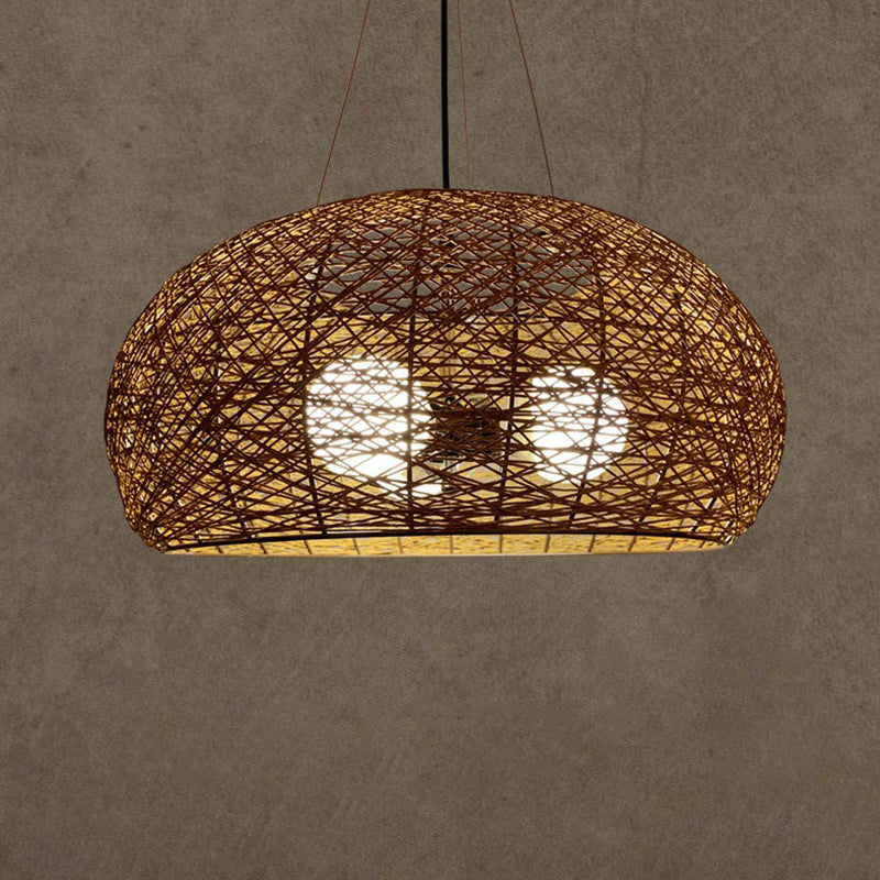 Rattan Nest Round Chandelier Novelty Asian Style Pendant Lighting Fixture for Tea Room Coffee 18