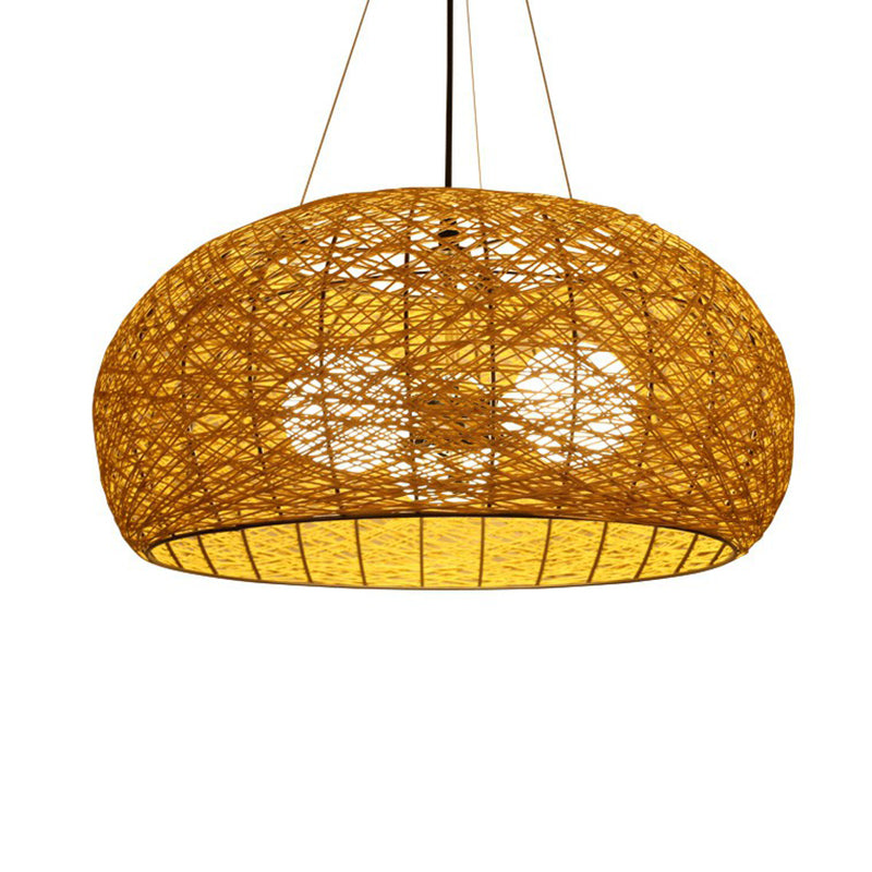 Rattan Nest Round Chandelier Novelty Asian Style Pendant Lighting Fixture for Tea Room Clearhalo 'Ceiling Lights' 'Chandeliers' 'Modern Chandeliers' 'Modern' Lighting' 2415261