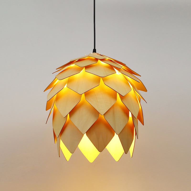 Hand-Worked Bamboo Hanging Light Fixture Asian 1 Bulb Wood Suspension Lamp for Tea Room Clearhalo 'Ceiling Lights' 'Modern Pendants' 'Modern' 'Pendant Lights' 'Pendants' Lighting' 2415358