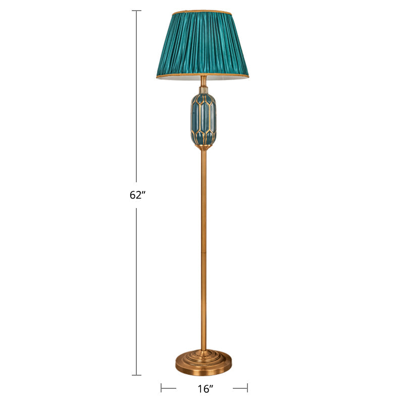 Empire Shade Living Room Floor Lamp Pleated Fabric Single Modern Floor Standing Light Green Clearhalo 'Floor Lamps' 'Lamps' Lighting' 2415505