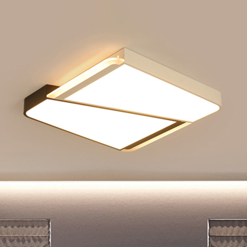 White Square Ceiling Flush Mount with Acrylic Shade Simple Style LED 18